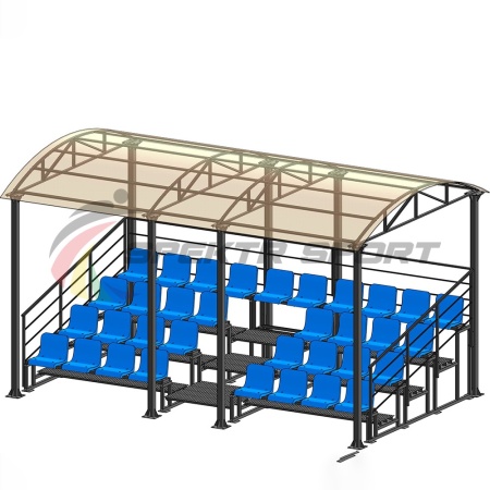 Купить Трибуна для зрителей 4 ряда на 34 места с навесом и перилами в Пскове 